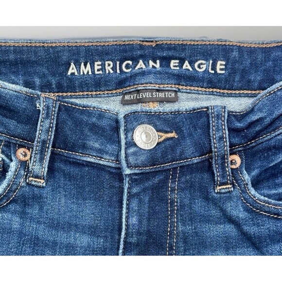 American Eagle Shorts Womens 4 High V Rise Shortie Cuffed Blue Measures W27 - Picture 3 of 7